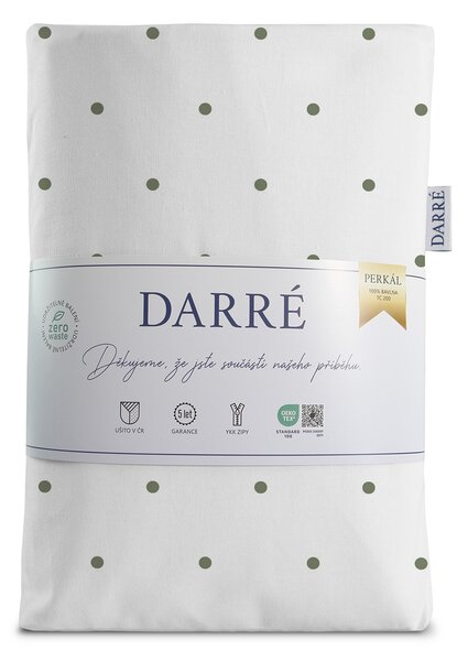 DARRÉ Perkálové bavlněné povlečení Puntíky - zelené - duo - GOTS Velikost: 140 x 220 + 70 x 90