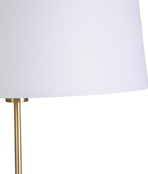 Chytrá stojací lampa zlatá s lněným stínítkem bílým 45 cm vč. Wifi A60 - Parte