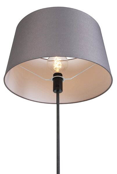 Stojací lampa černá s tmavě šedým lněným stínítkem 45 cm - Parte