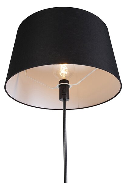 Stojací lampa černá s černým lněným stínítkem 45 cm nastavitelná - Parte