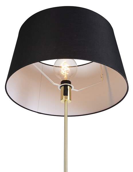 Stojací lampa zlatá/mosazná s černým lněným stínítkem 45 cm - Parte