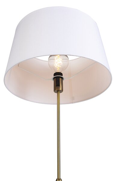 Stojací lampa bronzová s lněným stínítkem bílým 45 cm nastavitelná - Parte