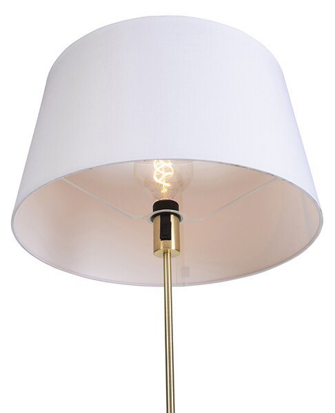 Chytrá stojací lampa zlatá s lněným stínítkem bílým 45 cm vč. Wifi A60 - Parte