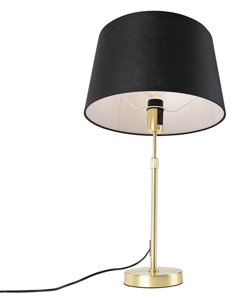 Stolní lampa zlatá/mosazná s černým lněným stínítkem 35 cm - Parte