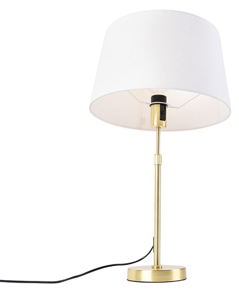 Stolní lampa zlatá/mosazná s bílým lněným stínítkem 35 cm - Parte