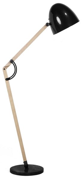 Stojací lampa HETTON Nastavitelná Dubové dřevo Černá