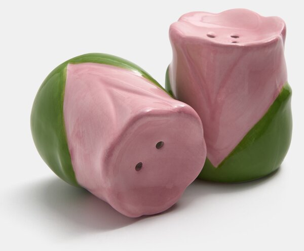 Sinsay - Keramická sada solničky a pepřenky ve tvaru květiny, 2 pack - růžová