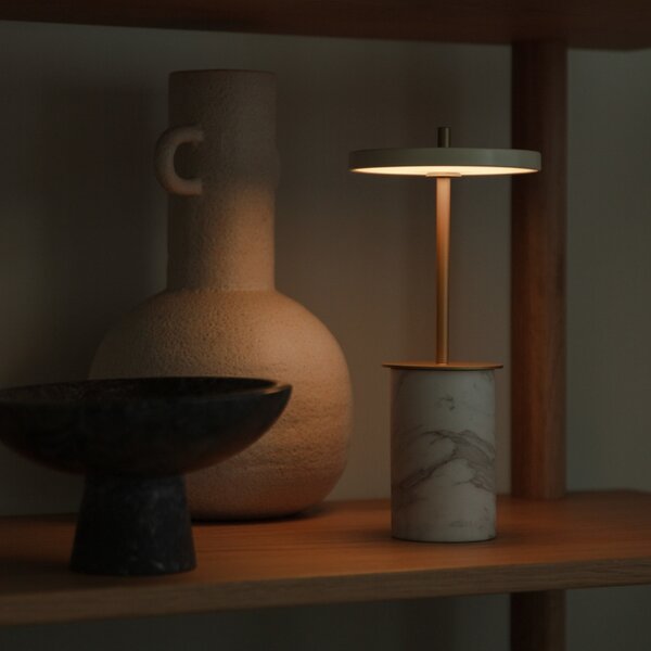 Umage Černá mramorová stolní nabíjecí LED lampa Asteria Move 25,5 cm