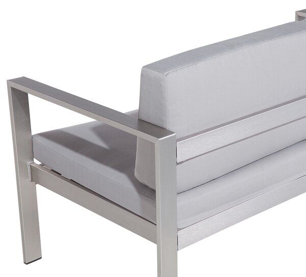 Zahradní lavička s polštářem SALERNO 142 cm Kov Světle šedá
