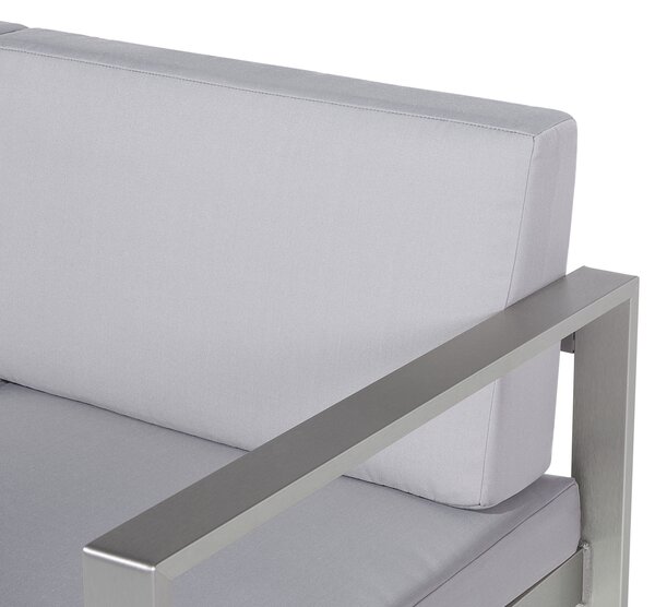Zahradní lavička s polštářem SALERNO 142 cm Kov Světle šedá