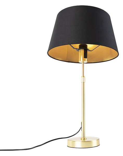 Stolní lampa zlatá/mosazná s stínítkem černým se zlatem 32 cm - Parte