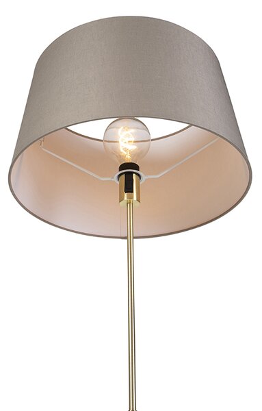 Stojací lampa zlatá/mosazná s lněným stínítkem taupe 45 cm - Parte