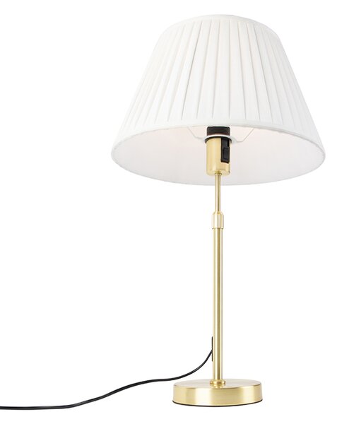 Stolní lampa zlatá/mosazná se stínidlem s řasením krémová 35 cm - Parte