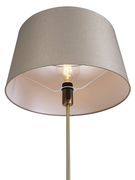 Stojací lampa bronzová s lněným stínítkem taupe 45 cm nastavitelná - Parte