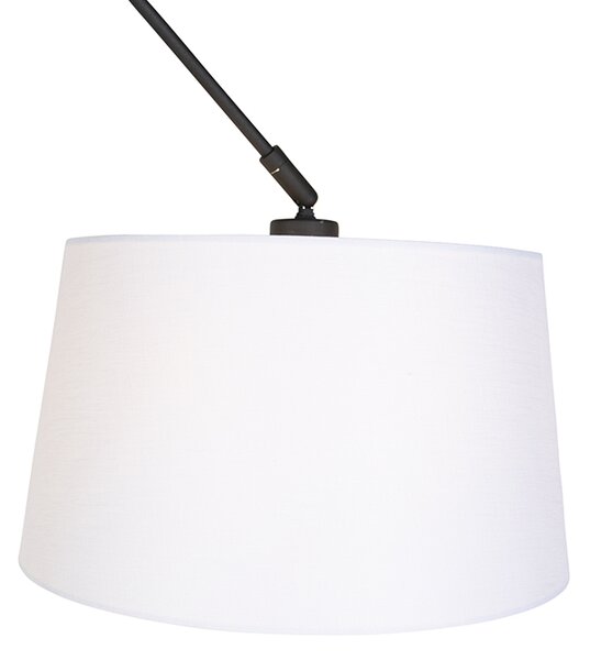 Závěsné svítidlo černé s plátěným stínítkem bílým 35 cm - Blitz