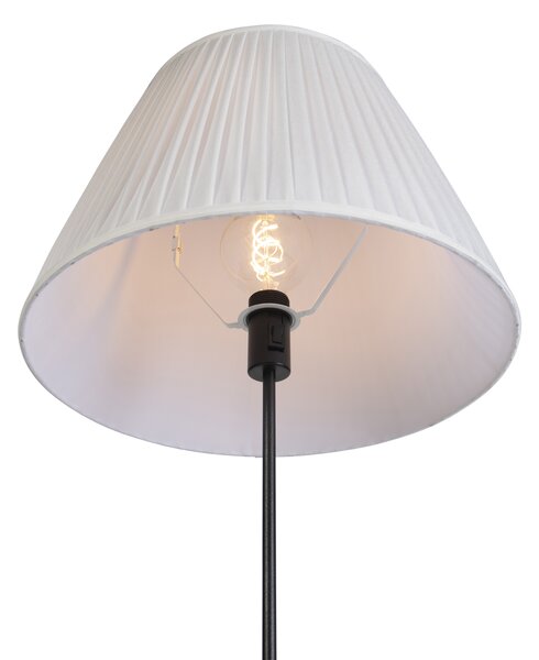 Stojací lampa černá s plisovaným stínítkem krémová 45 cm nastavitelná - Parte