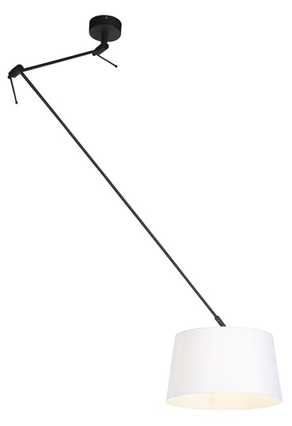 Závěsná lampa s lněným stínidlem bílá 35 cm - Blitz I černá