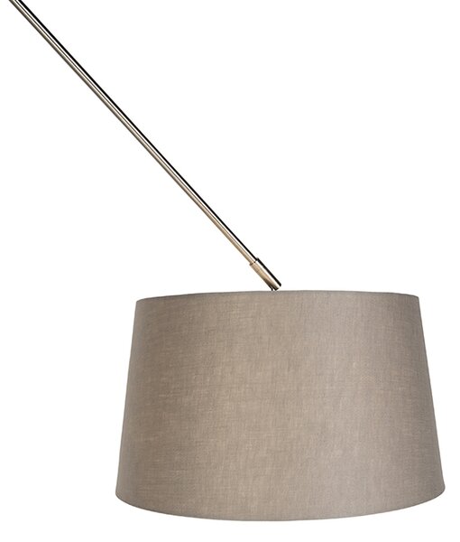 Ověsné svítidlo z oceli s lněným stínítkem v barvě taupe 35 cm - Blitz