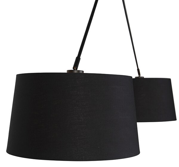 Závěsná lampa s bavlněnými odstíny černé se zlatem 35 cm - Blitz II černá