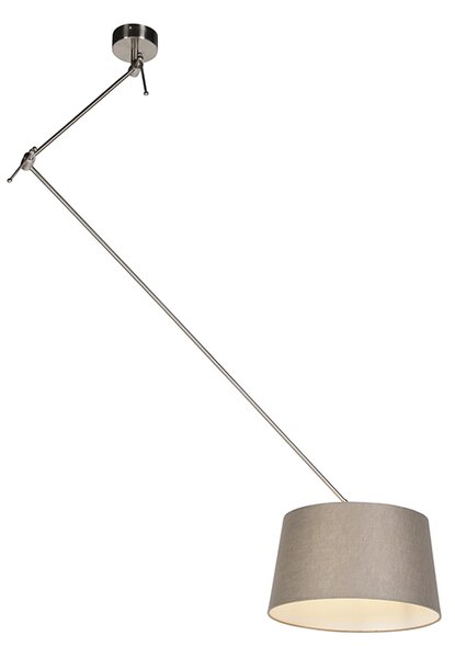 Ověsné svítidlo z oceli s lněným stínítkem v barvě taupe 35 cm - Blitz