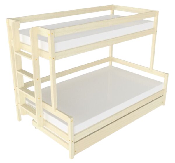 Patrová postel LUCKY s bočním žebříkem 90x200, 120x200 cm - Světle šedá, Zvolte šuplík: Přistýlka 90x190 cm, Zvolte stranu: Vpravo