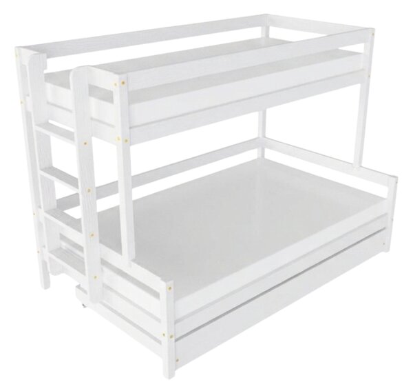 Patrová postel LUCKY s bočním žebříkem 90x200, 120x200 cm - Světle šedá, Zvolte šuplík: Přistýlka 90x190 cm, Zvolte stranu: Vpravo