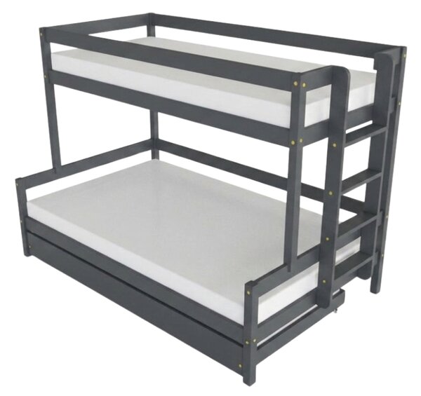 Patrová postel LUCKY s bočním žebříkem 90x200, 120x200 cm - Světle šedá, Zvolte šuplík: Přistýlka 90x190 cm, Zvolte stranu: Vpravo