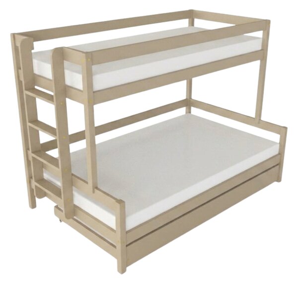 Patrová postel LUCKY s bočním žebříkem 90x200, 120x200 cm - Světle šedá, Zvolte šuplík: Přistýlka 90x190 cm, Zvolte stranu: Vpravo