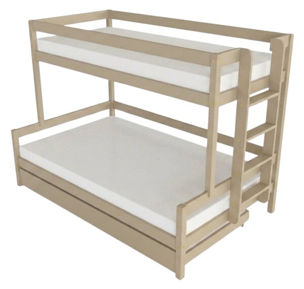 Patrová postel LUCKY s bočním žebříkem 90x200, 120x200 cm - Světle šedá, Zvolte šuplík: Přistýlka 90x190 cm, Zvolte stranu: Vpravo