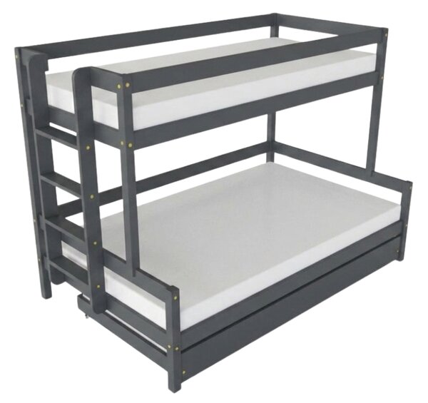 Patrová postel LUCKY s bočním žebříkem 90x200, 120x200 cm - Světle šedá, Zvolte šuplík: Přistýlka 90x190 cm, Zvolte stranu: Vpravo