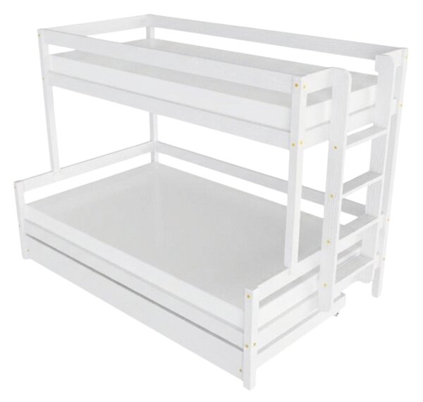 Patrová postel LUCKY s bočním žebříkem 90x200, 120x200 cm - Světle šedá, Zvolte šuplík: Přistýlka 90x190 cm, Zvolte stranu: Vpravo