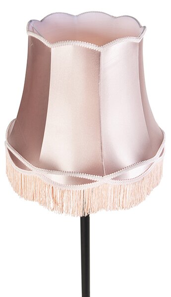 Stojací lampa černá s babičkovským stínítkem růžovým - Classico