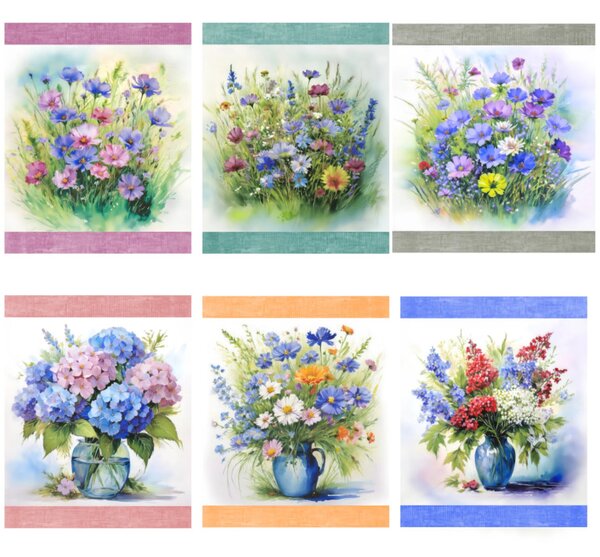 Bavlněná kuchyňská utěrka Květinová harmonie digitální potisk MIGU23-4 50x70 cm Barva Vícebarevná