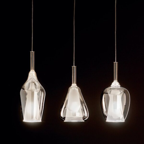 Designové závěsné svítidlo Gea Luce Ofelia S/12 Barva skla: Transparentní modré sklo, Barva montury: Bílá
