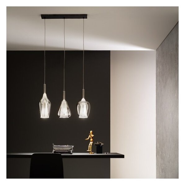 Designové závěsné svítidlo Gea Luce Ofelia S/12 Barva skla: Transparentní modré sklo, Barva montury: Bílá