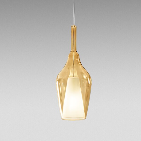 Designové závěsné svítidlo Gea Luce Ofelia S/12 Barva skla: Transparentní modré sklo, Barva montury: Bílá