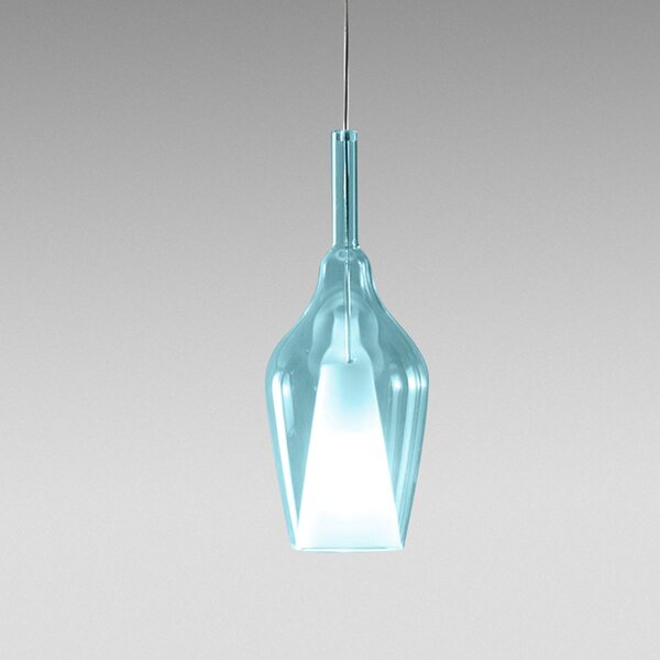 Designové závěsné svítidlo Gea Luce Ofelia S/12 Barva skla: Transparentní modré sklo, Barva montury: Bílá