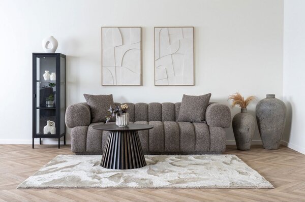 Pohovka Aurora, 3místná, bouclé, hnědá, 226×106×69 cm – House Nordic