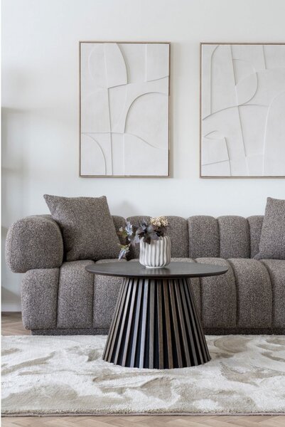 Konferenční stolek Osaka smoked, kulatý, dubová dýha, Ø70×45 cm – House Nordic