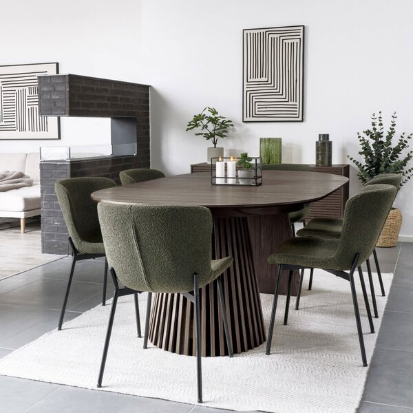 Jídelní rozkládací stůl Osaka smoked, kulatý, dubová dýha, Ø120–200×75 cm – House Nordic
