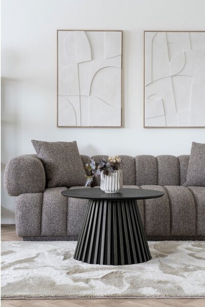 Konferenční stolek Osaka černý, kulatý, dubová dýha, Ø70×45 cm – House Nordic