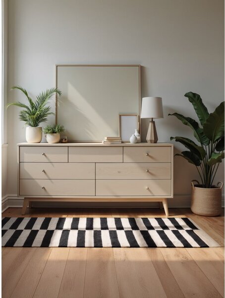 Černo-bílý oboustranný ručně tkaný vlněný koberec 80x150 cm Donna – Hanse Home
