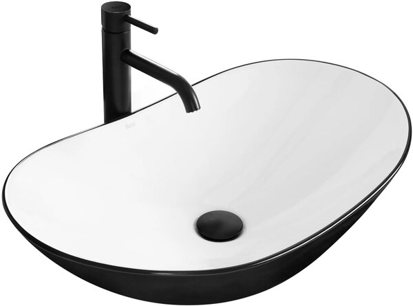 Rea Royal, umyvadlo na desku 625x360x150 mm, černá-bílá, REA-U6600