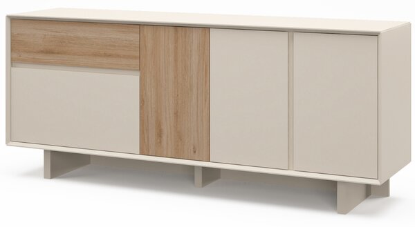 Marckeric Béžová komoda Carpi 180 x 45 cm s dubovým dekorem