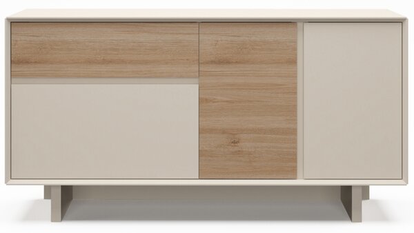 Marckeric Béžová komoda Carpi 146 x 45 cm s dubovým dekorem