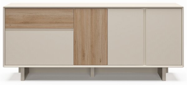 Marckeric Béžová komoda Carpi 180 x 45 cm s dubovým dekorem