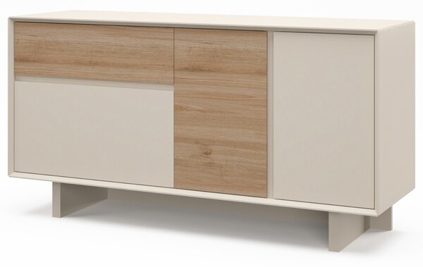 Marckeric Béžová komoda Carpi 146 x 45 cm s dubovým dekorem