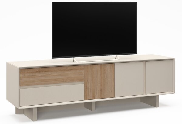 Marckeric Béžový TV stolek Carpi 180 x 45 cm s dubovým dekorem