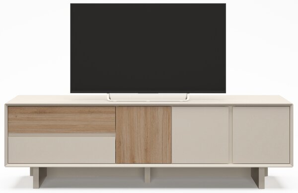 Marckeric Béžový TV stolek Carpi 180 x 45 cm s dubovým dekorem