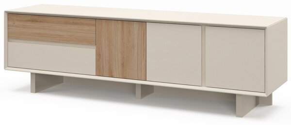 Marckeric Béžový TV stolek Carpi 180 x 45 cm s dubovým dekorem